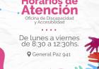 OFICINA DE DISCAPACIDAD Y ACCESIBILIDAD: HORARIOS DE ATENCIÓN