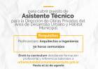 OFERTA LABORAL PARA CUBRIR PUESTO PROFESIONAL ASISTENTE TÉCNICO Y PASANTÍAS DE LA DIRECCIÓN DE OBRAS PRIVADAS MUNICIPAL
