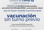 SE VACUNARÁN A LOS MAYORES DE 30 AÑOS SIN TURNO Y SE ABRE LA INSCRIPCIÓN PARA LOS JÓVENES DE 18 A 29 AÑOS