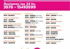 COMPARTIMOS EL NUEVO NÚMERO DE RECLAMOS QUE FUNCIONARÁ LAS 24 HS 