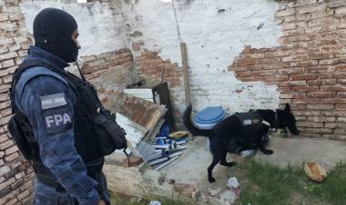 UN PERRO DE LA FPA HALLÓ MÁS DE 1.200 DOSIS DE DROGA OCULTAS EN UNA VIVIENDA DE B° MARECHAL. SEIS DETENIDOS 
