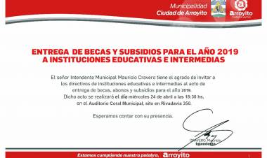 Entrega de de Becas, Abonos y Subsidios a Instituciones Educativas e Intermedias