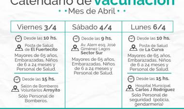 Calendario de Vacunación Antigripal Abril 2020