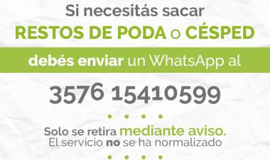 Se realizará recoleccion de poda mediante avisos ante situaciones de máxima necesidad