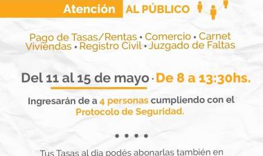 ATENCIÓN ADMINISTRADA DE LA MUNICIPALIDAD: NUEVOS HORARIOS