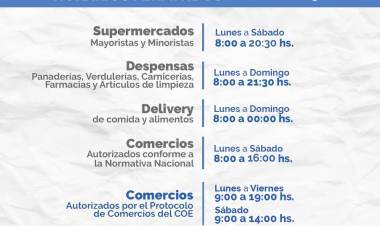 NUEVOS HORARIOS PARA COMERCIOS