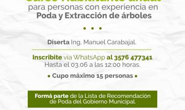 CONVOCATORIA A PERSONAS CON EXPERIENCIA EN PODA Y EXTRACCIÓN DE ÁRBOLES