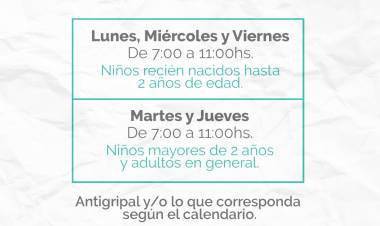 CALENDARIO DE VACUNACIÓN MES DE JUNIO