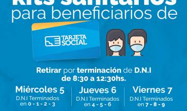 SE ENTREGARÁN KITS SANITARIOS PARA LOS BENEFICIARIOS TARJETA SOCIAL