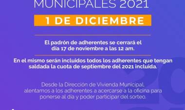 REQUISITOS PARA PARTICIPAR DEL SORTEO DE 14 NUEVAS VIVIENDAS MUNICIPALES ESTE 1 DE DICIEMBRE