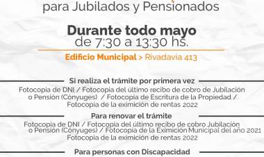 LA EXIMICIÓN DE TASAS MUNICIPALES 2022 COMENZARÁ EN EL MES DE MAYO