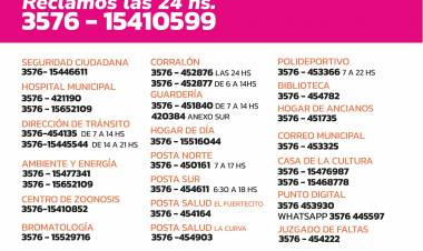 COMPARTIMOS EL NUEVO NÚMERO DE RECLAMOS QUE FUNCIONARÁ LAS 24 HS 