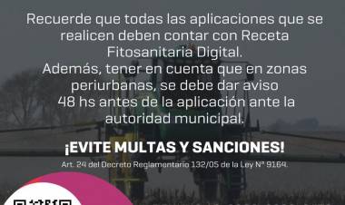 Aviso a productores sobre aplicaciones fitosanitarias