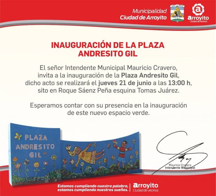 SE INAUGURA LA PLAZA ANDRESITO GIL