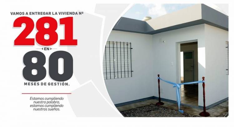 El próximo sábado 8 se entrega la vivienda municipal 281 construidas, en 80 meses de gestión