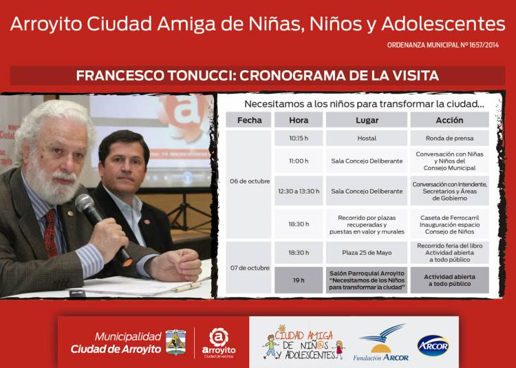 CON UNA MARCADA EXPECTATIVA SE AGUARDA LA LLEGADA A NUESTRA CIUDAD DEL RECONOCIDO PEDAGOGO ITALIANO FRANCESCO TONUCCI.