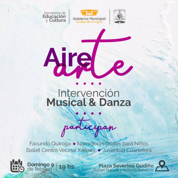 Aire arte! Música y danza, el domingo 9, en la Plaza Severino Gudiño