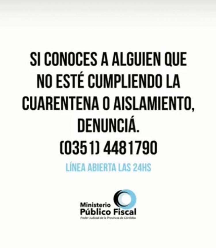 Nuevalínea telefónica para denunciar el incumplimiento de Aislamiento Obligatorio
