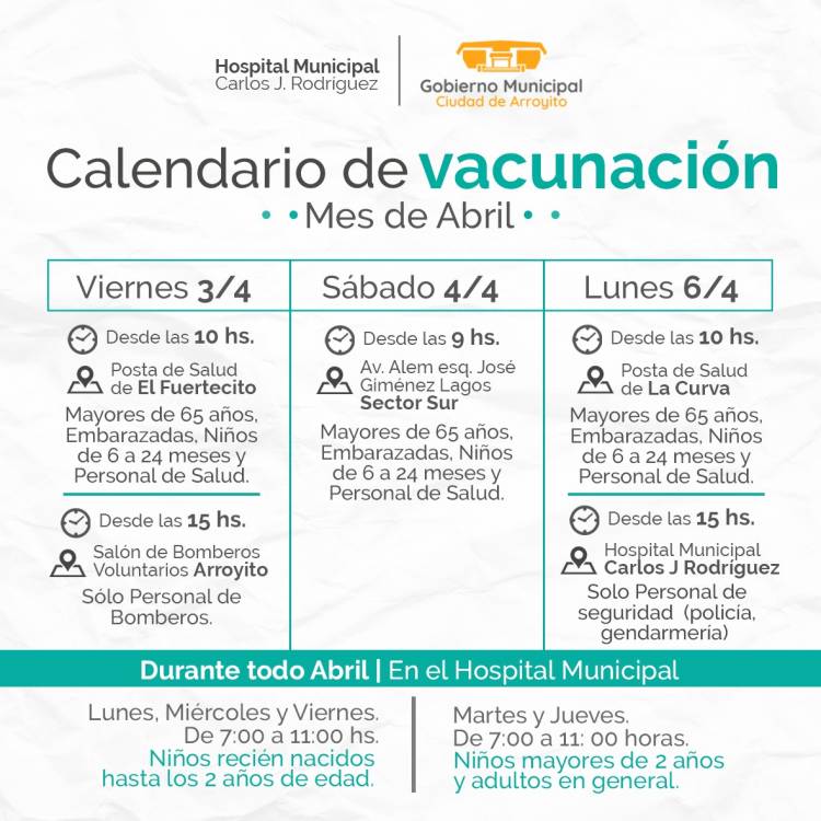 Calendario de Vacunación Antigripal Abril 2020