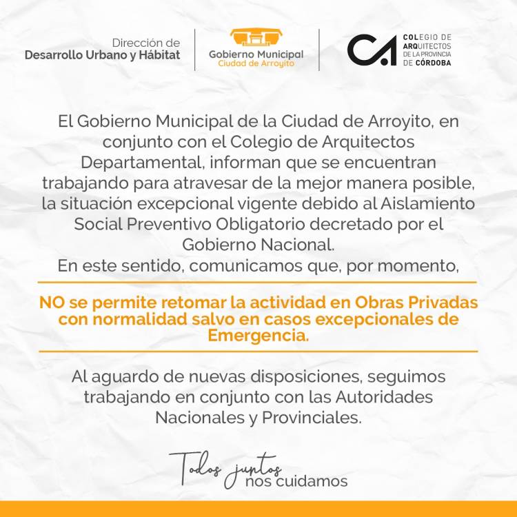 Comunicado sobre obras privadas