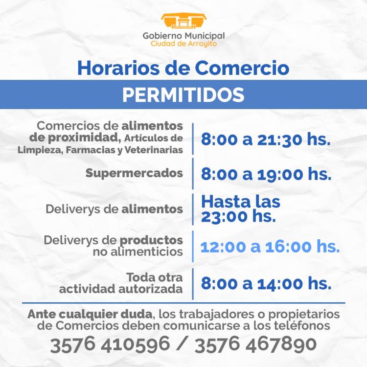 Actividades exceptuadas, horarios y disposiciones municipales