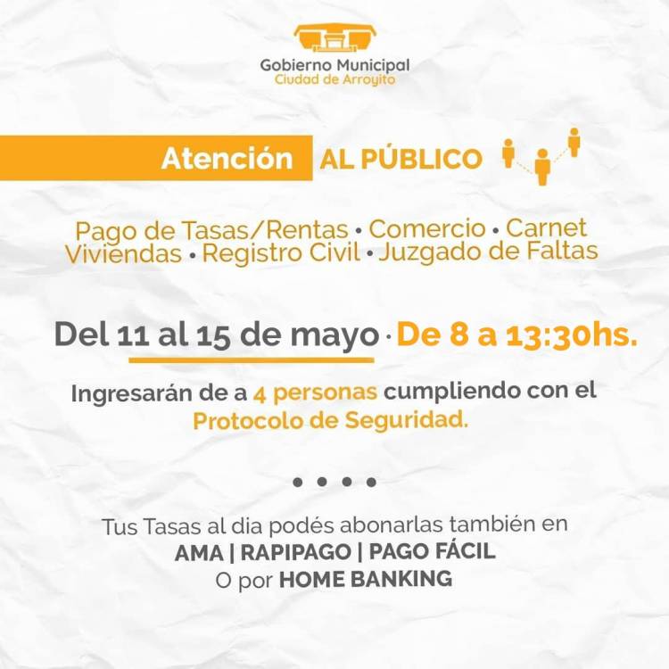 ATENCIÓN ADMINISTRADA DE LA MUNICIPALIDAD: NUEVOS HORARIOS