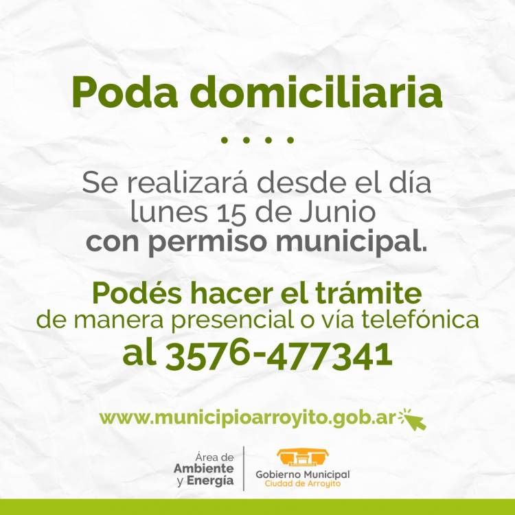 PODA DOMICILIARIA: SOLO PUEDE REALIZARSE DESDE EL 15 DE JUNIO Y CON PERMISO MUNICIPAL