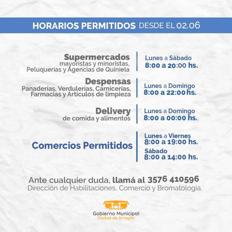 NUEVOS HORARIOS DE ATENCIÓN DE COMERCIOS Y ACTIVIDADES AUTORIZADAS