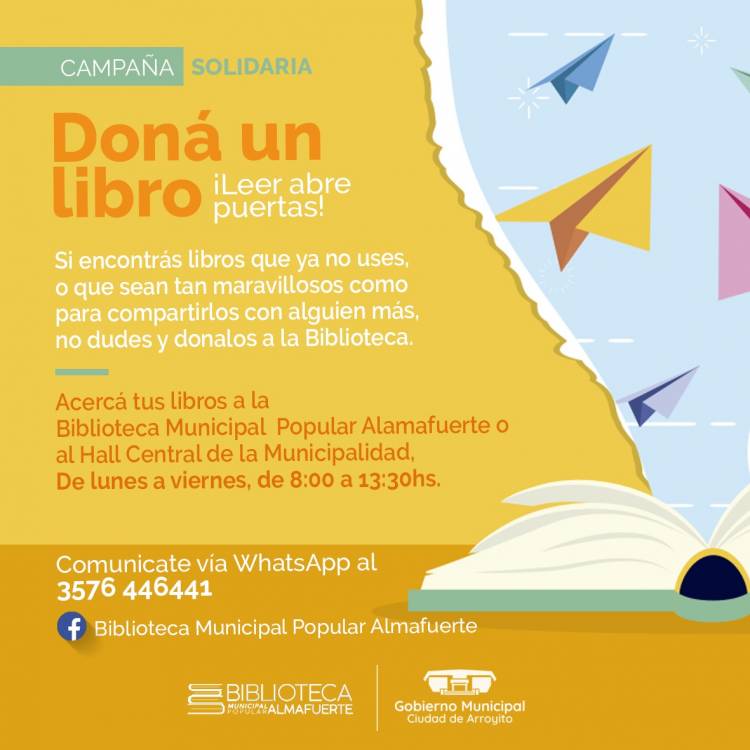 CAMPAÑA SOLIDARIA: DONÁ UN LIBRO. ¡LEER ABRE PUERTAS!