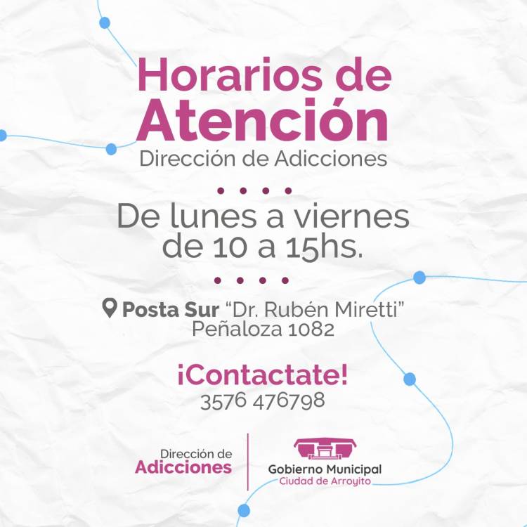 DIRECCIÓN DE ADICCIONES: HORARIOS DE ATENCIÓN