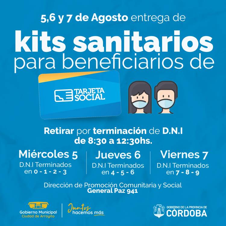 SE ENTREGARÁN KITS SANITARIOS PARA LOS BENEFICIARIOS TARJETA SOCIAL