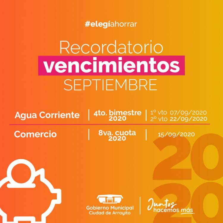 CALENDARIO IMPOSITIVO: RECORDATORIOS DE VENCIMIENTOS DEL MES DE SEPTIEMBRE