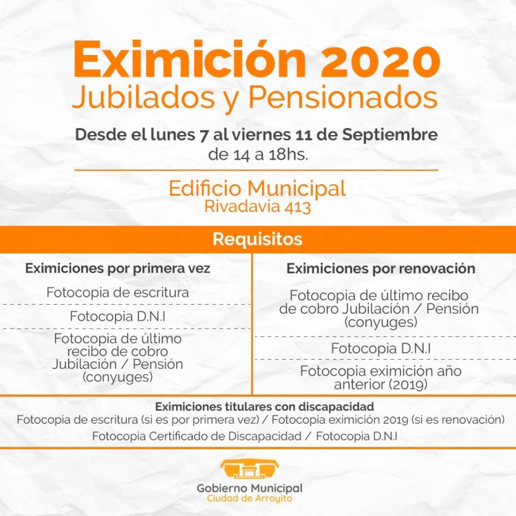 EXIMICIONES 2020 PARA JUBILADOS Y PENSIONADOS