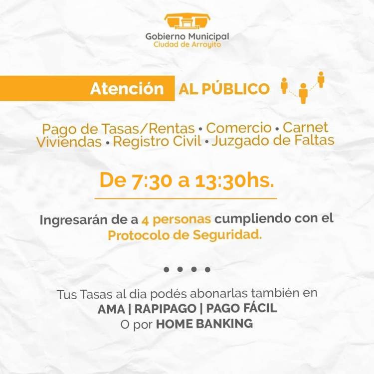 NUEVO HORARIO DE ATENCIÓN DE LA MUNICIPALIDAD