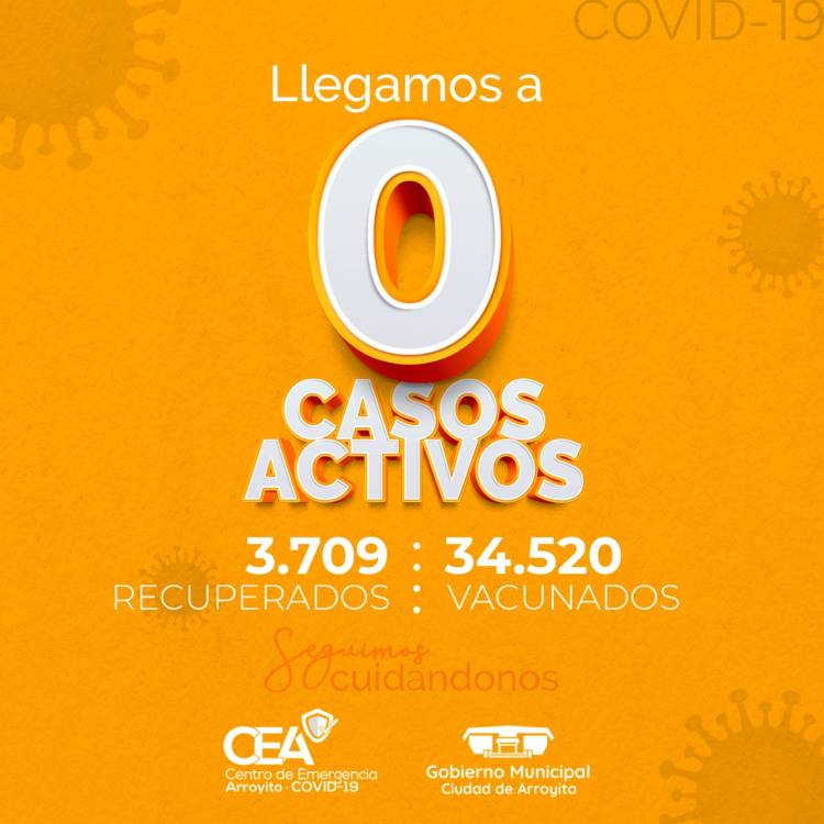 ARROYITO CON CERO CASOS ACTIVOS DE COVID Y MÁS DE 34.000 VACUNADOS