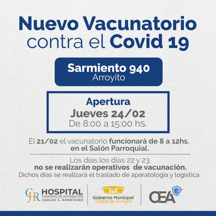 EL VACUNATORIO COVID SE TRASLADA A UNA NUEVA SEDE
