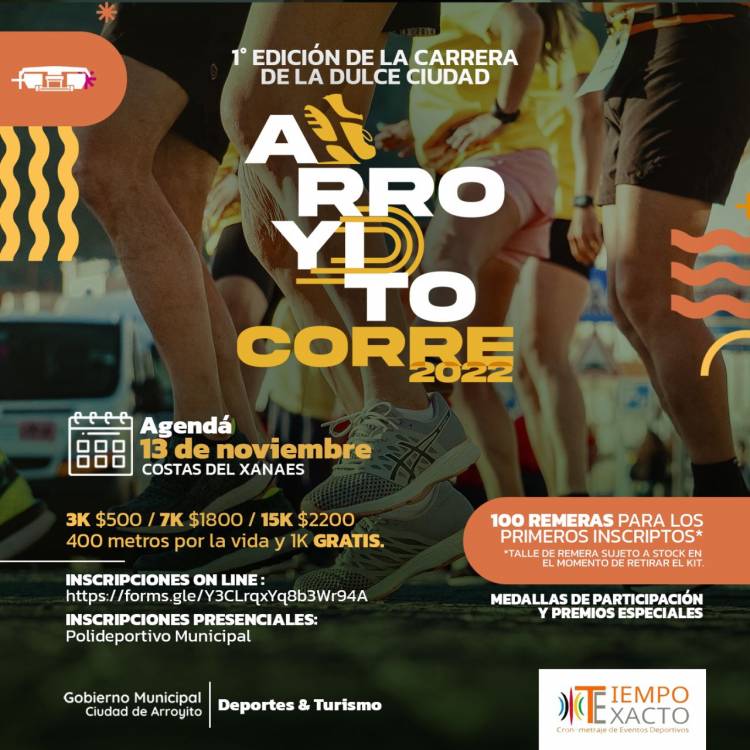 ARROYITO CORRE 2022: PREPÁRATE PARA LA CARRERA DEL 13 DE NOVIEMBRE DE 2022