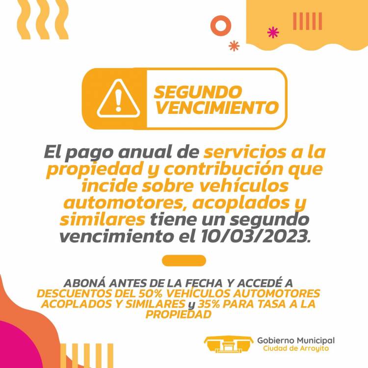 EXTENSIÓN DEL PAGO ANUAL DE TASA A LA PROPIEDAD Y AUTOMOTORES HASTA EL 10 DE MARZO 2023