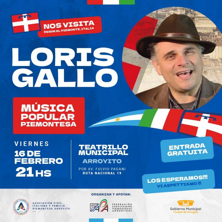LLEGA A ARROYITO EL ARTISTA PIEMONTÉS LORIS GALLO