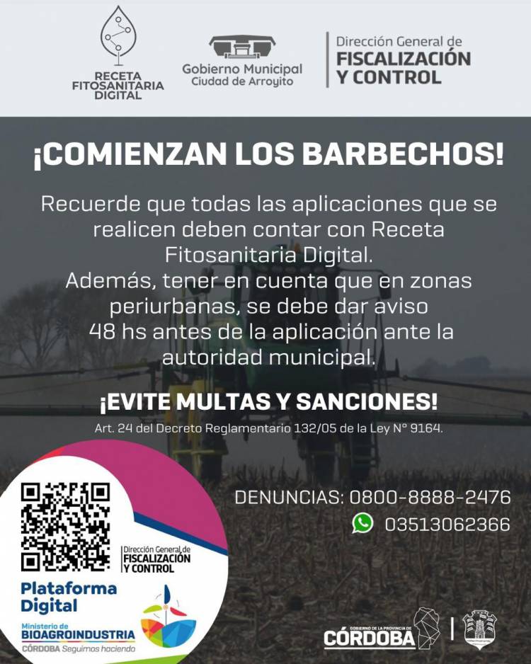 Aviso a productores sobre aplicaciones fitosanitarias